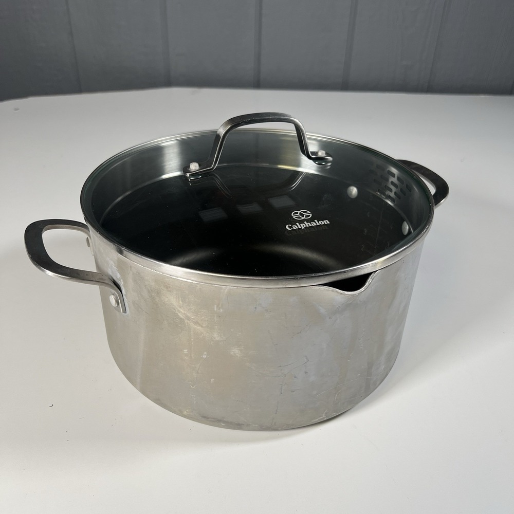 Calphalon Classic 7 QT Quart Dutch Oven Pot With Strainer Lid Non Stick 8787